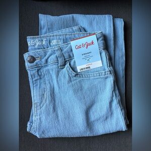 Girls’ Mid-Rise Straight Jeans Light Wash Adjust waist Size 10 NWT - Cat & Jack